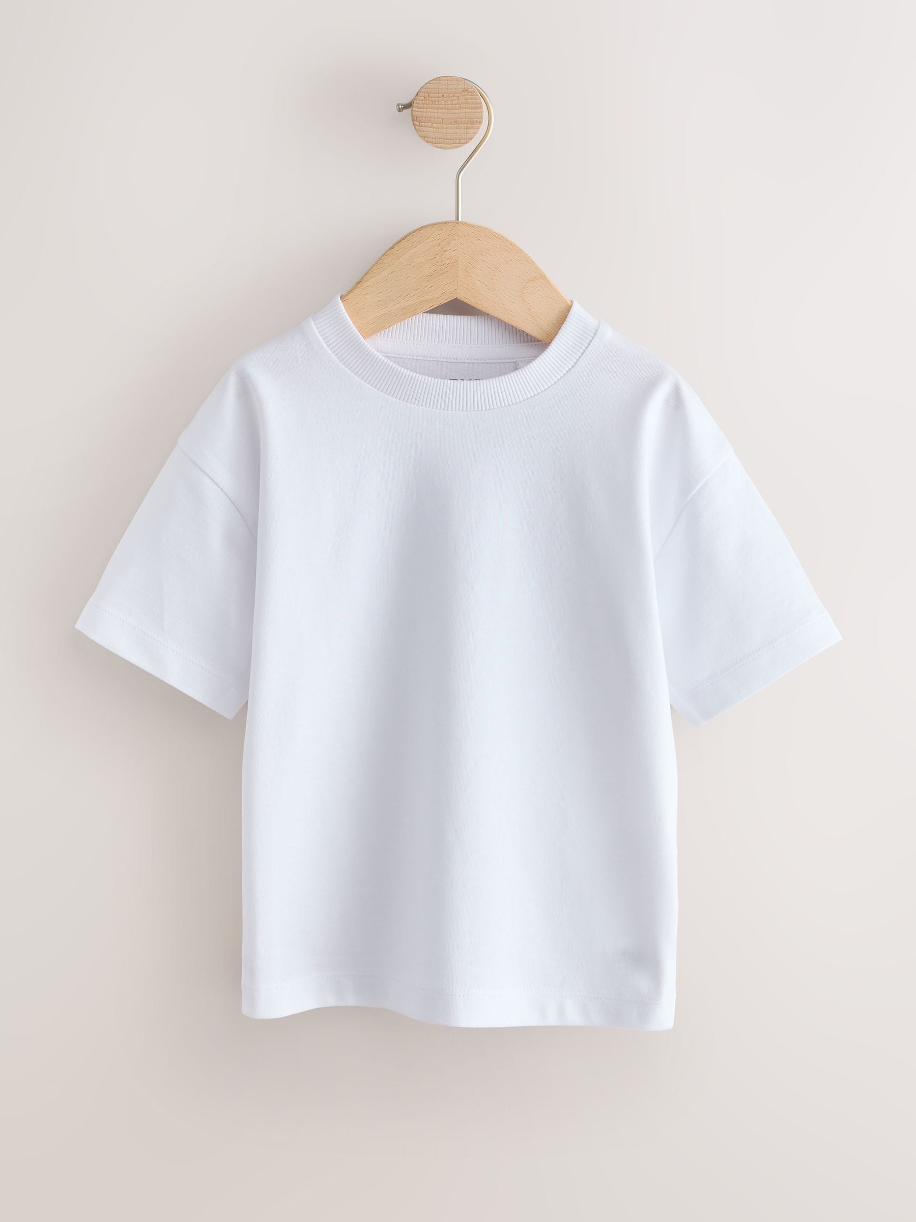 White Short Sleeve Plain T-Shirts 2 Pack (3mths-7yrs) image 4