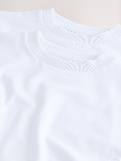 White Short Sleeve Plain T-Shirts 2 Pack (3mths-7yrs) image 6