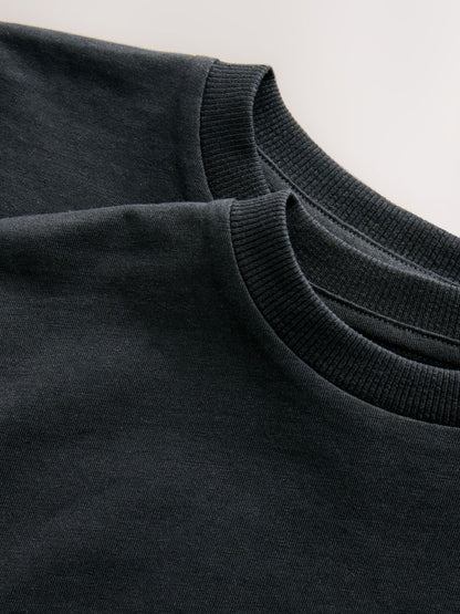 Dsiney Kidz - Black Short Sleeve Plain T-Shirts 2 Pack (3mths-7yrs) image 5