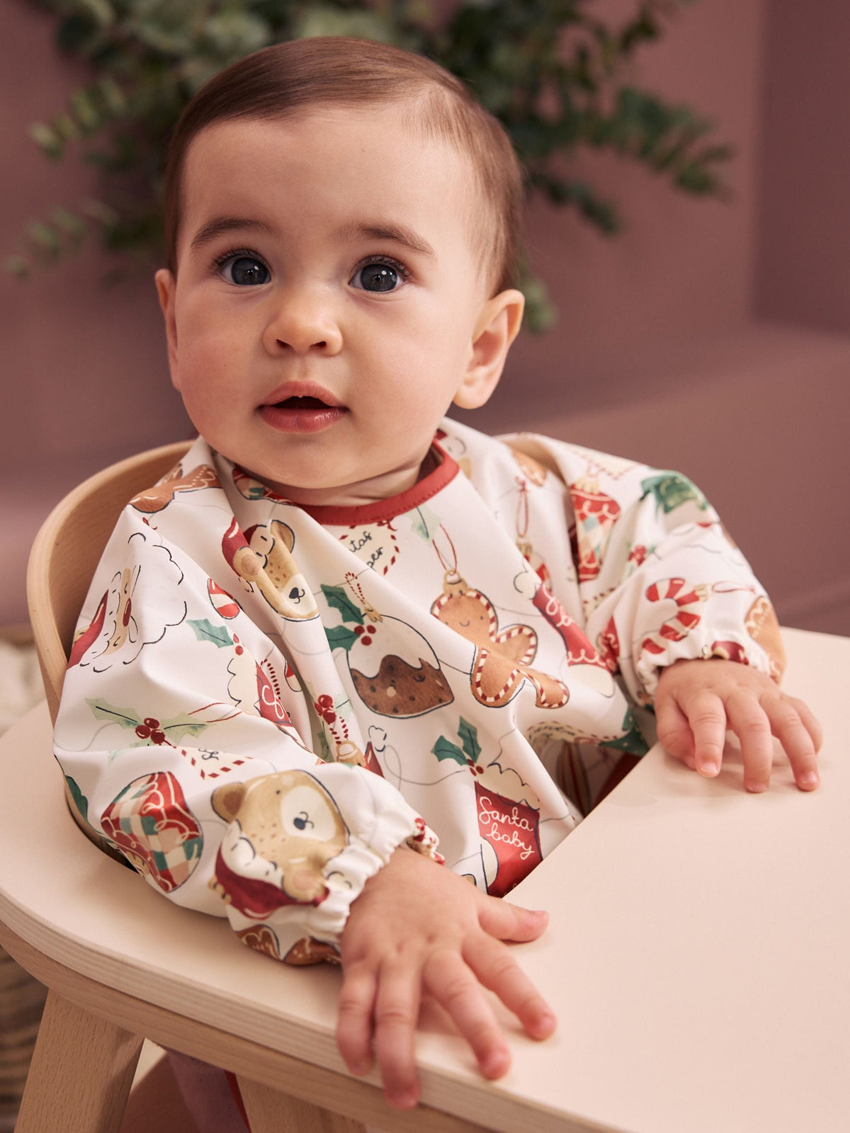 Dsiney Kidz - Christmas Character Bauble Weaning And Feeding Sleeved Bib image 1