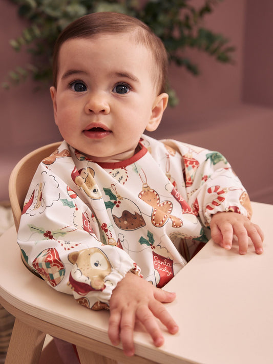 Dsiney Kidz - Christmas Character Bauble Weaning And Feeding Sleeved Bib image 1