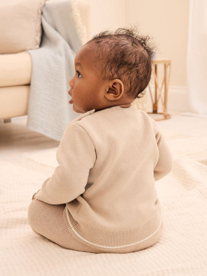 Dsiney Kidz - Baker by Ted Baker Neutral Knit Knitted Top and Joggers Set image 3