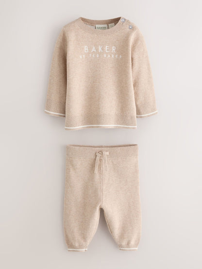 Baker by Ted Baker Neutral Knit Knitted Top and Joggers Set image 6