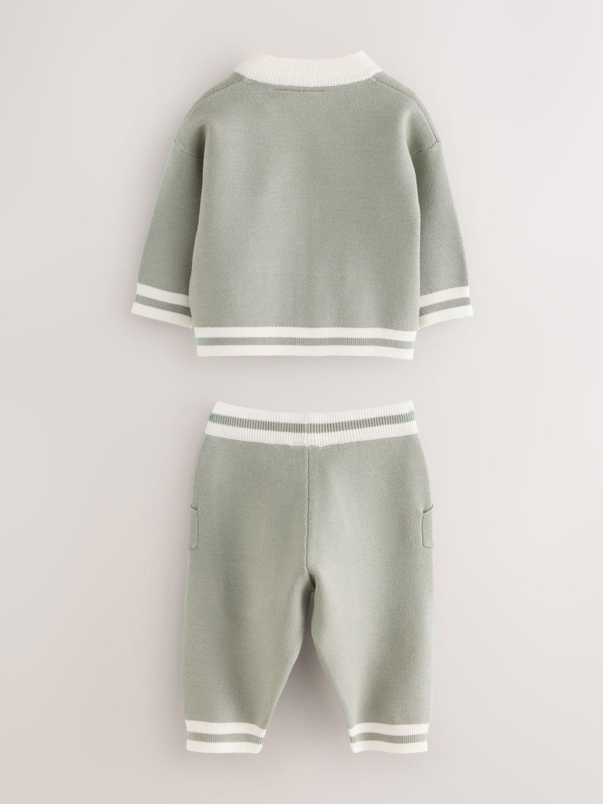 Dsiney Kidz - Baker by Ted Baker Green 3 Piece Knitted Varsity Cardigan T-Shirt and Joggers Set 3 Piece image 2