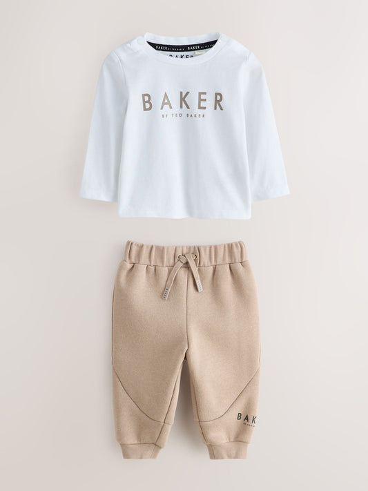 Dsiney Kidz - Baker by Ted Baker Stone 3 Piece Quilted Jacket, T-Shirt and Joggers Set image 2