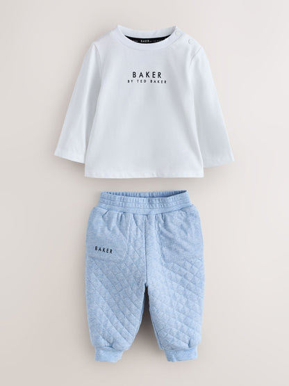 Dsiney Kidz - Baker by Ted Baker Blue 3 Piece Quilted Jacket, T-Shirt and Trousers Set image 3