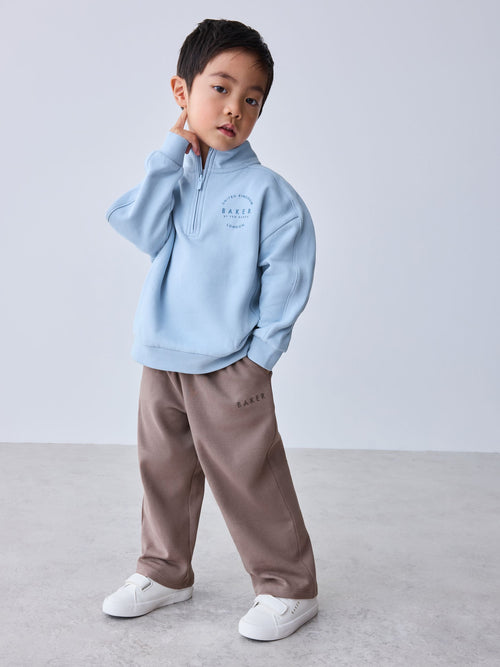 Dsiney Kidz - Baker by Ted Baker Funnel Zip Neck Blue/Brown Sweatshirt and Joggers Set image 1