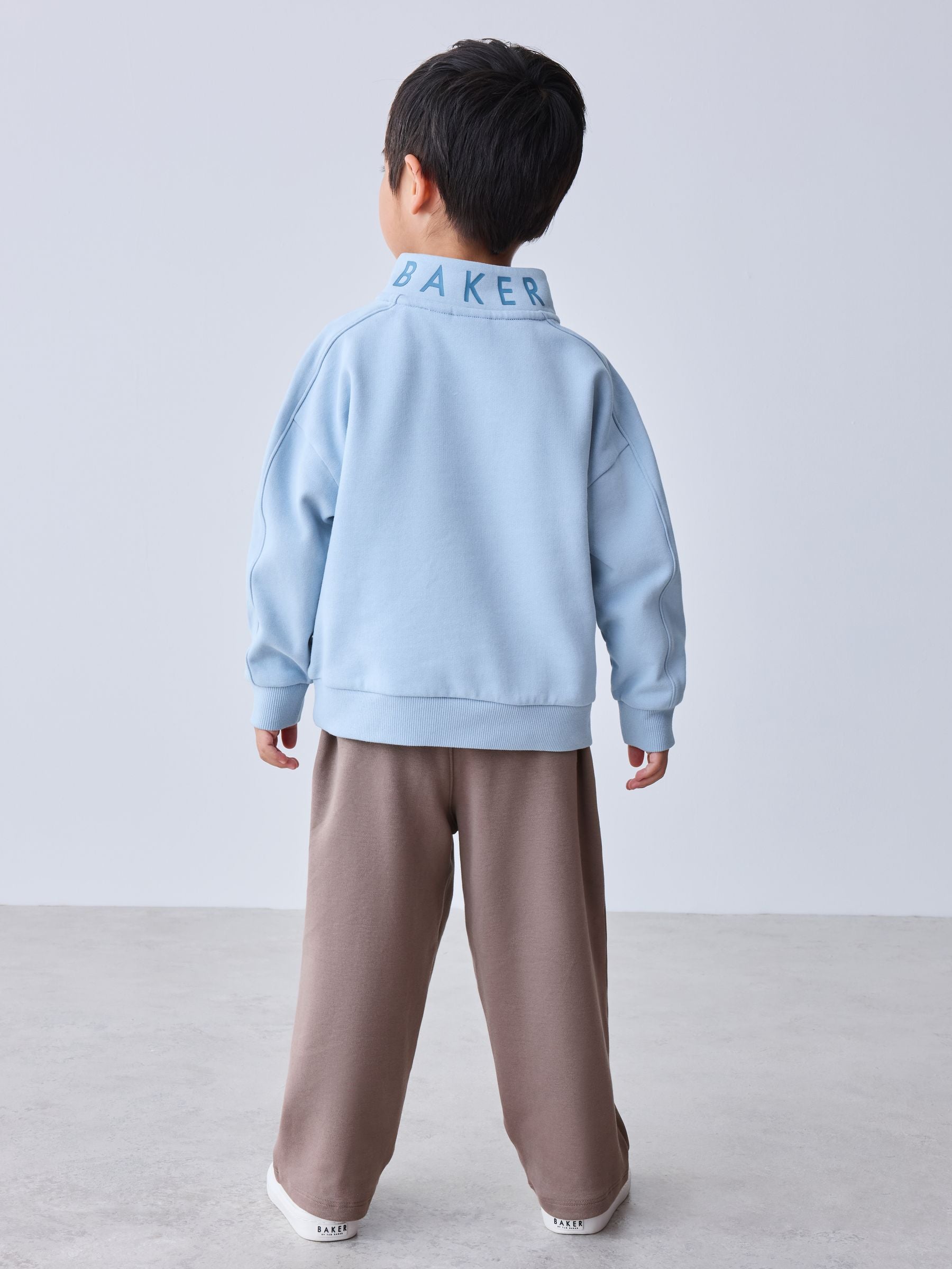 Baker by Ted Baker Funnel Zip Neck Blue/Brown Sweatshirt and Joggers Set image 2