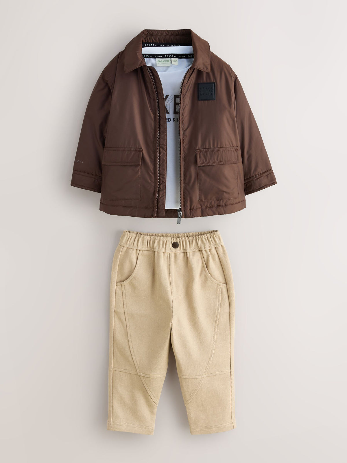 Baker by Ted Baker Brown 3 Piece Jacket, T-Shirt and Tapered Trousers Set - image 9