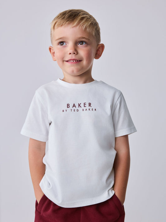 Dsiney Kidz - Baker by Ted Baker Burgundy Red 3 Piece Varsity Jacket T-Shirt and Joggers Set image 2