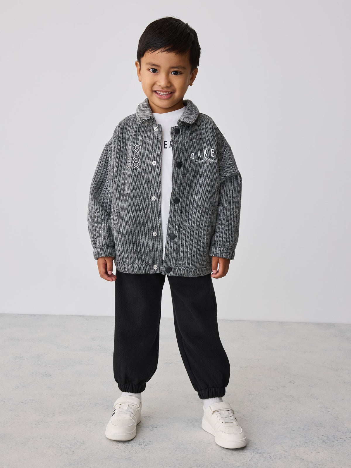 Baker by Ted Baker Grey/Black 3 Piece Textured Jacket, T-Shirt and Joggers Set - image 1