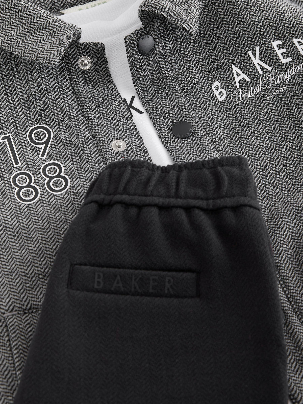 Baker by Ted Baker Grey/Black 3 Piece Textured Jacket, T-Shirt and Joggers Set - image 12
