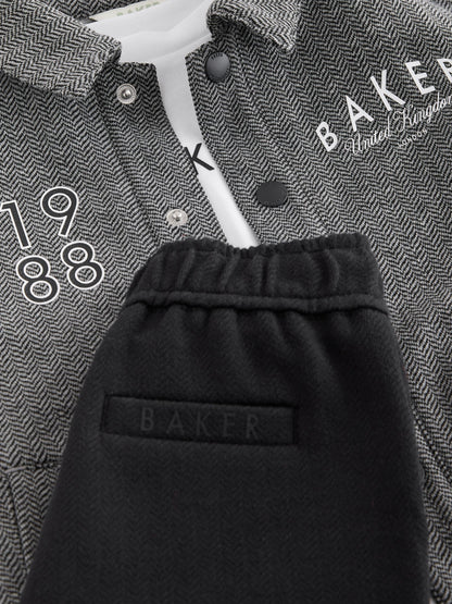 Baker by Ted Baker Grey/Black 3 Piece Textured Jacket, T-Shirt and Joggers Set - image 12