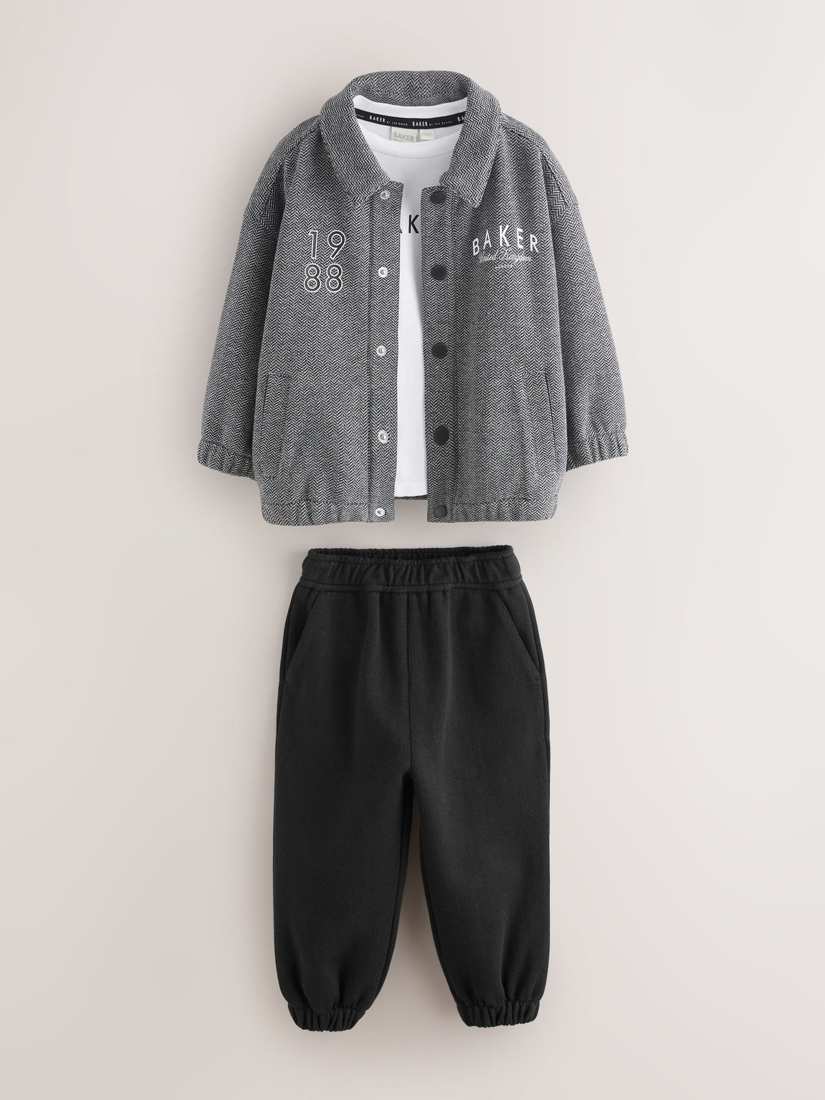 Baker by Ted Baker Grey/Black 3 Piece Textured Jacket, T-Shirt and Joggers Set - image 8