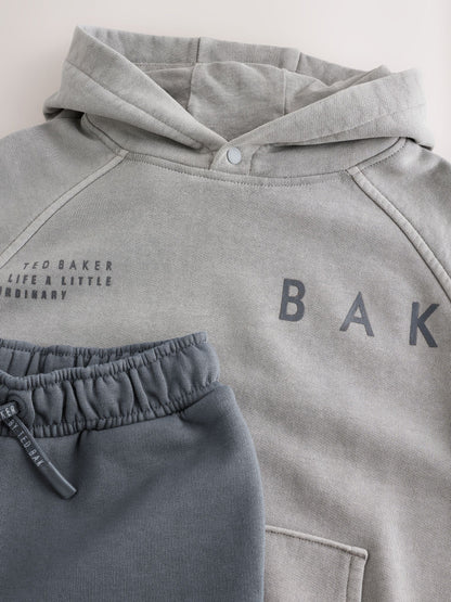 Dsiney Kidz - Baker by Ted Baker Grey Oversized Washed Graphic Hoodie and Wide Leg Joggers Set image 10