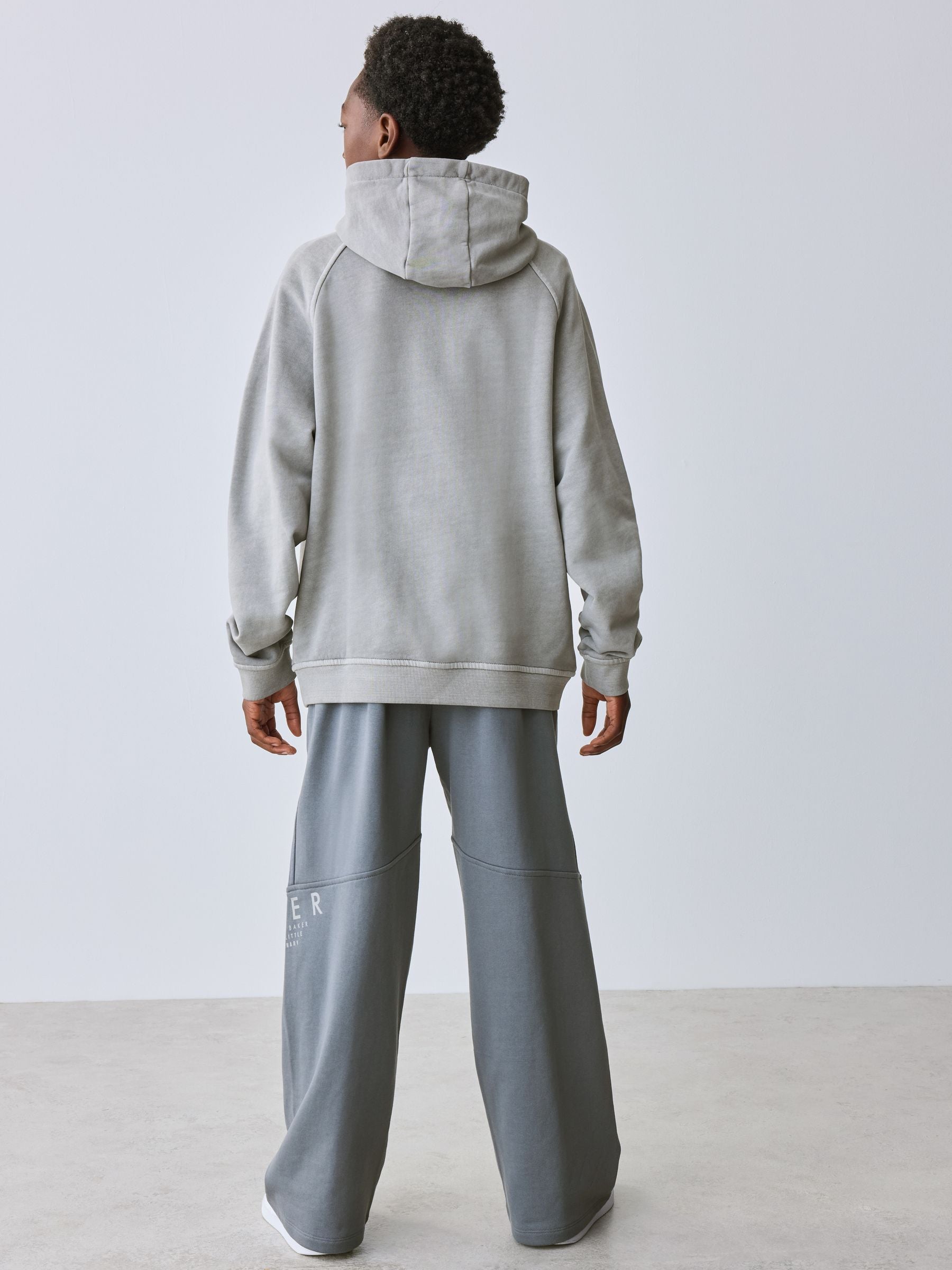 Dsiney Kidz - Baker by Ted Baker Grey Oversized Washed Graphic Hoodie and Wide Leg Joggers Set image 2