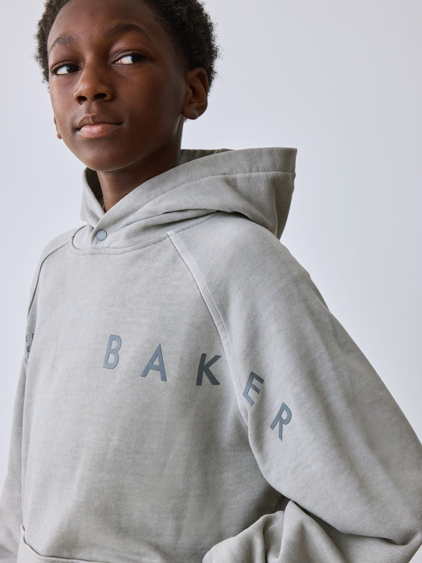 Dsiney Kidz - Baker by Ted Baker Grey Oversized Washed Graphic Hoodie and Wide Leg Joggers Set image 3