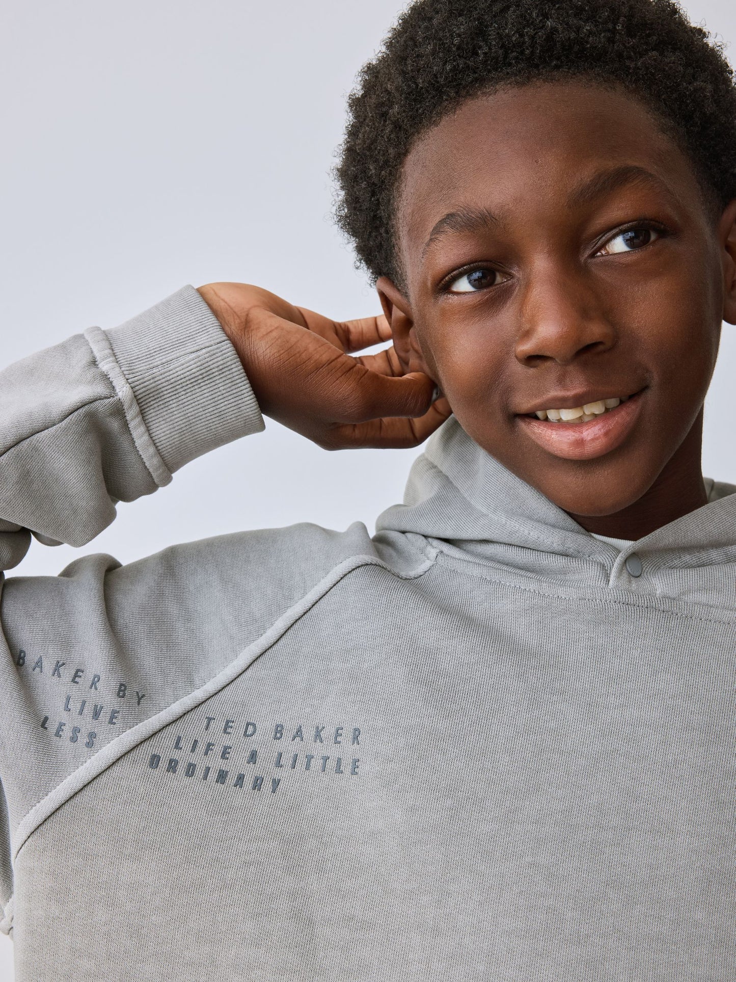 Dsiney Kidz - Baker by Ted Baker Grey Oversized Washed Graphic Hoodie and Wide Leg Joggers Set image 4