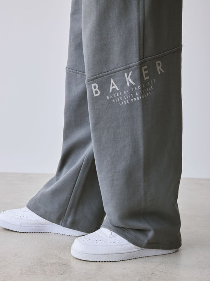 Dsiney Kidz - Baker by Ted Baker Grey Oversized Washed Graphic Hoodie and Wide Leg Joggers Set image 5