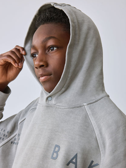 Dsiney Kidz - Baker by Ted Baker Grey Oversized Washed Graphic Hoodie and Wide Leg Joggers Set image 7