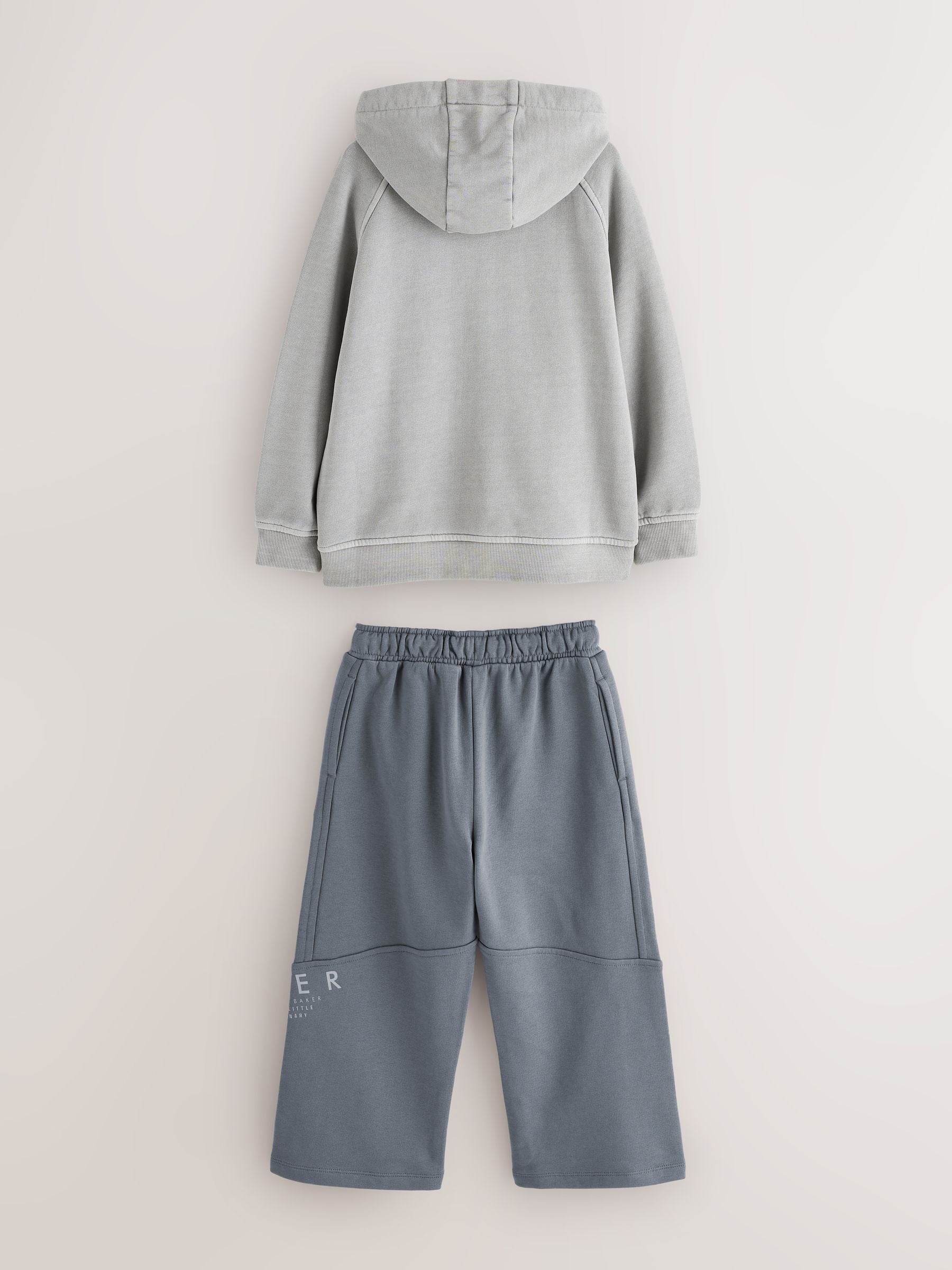 Dsiney Kidz - Baker by Ted Baker Grey Oversized Washed Graphic Hoodie and Wide Leg Joggers Set image 9