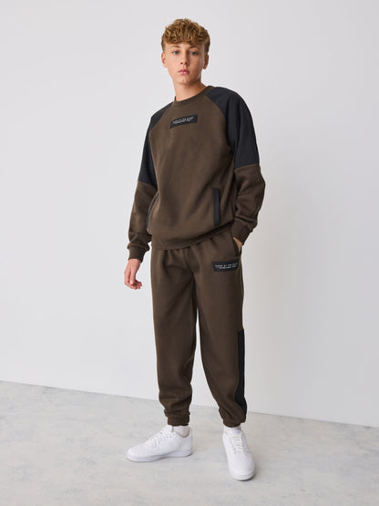 Baker by Ted Baker Oversized Brown/Black Nylon Sweatshirt and Joggers Set - image 1