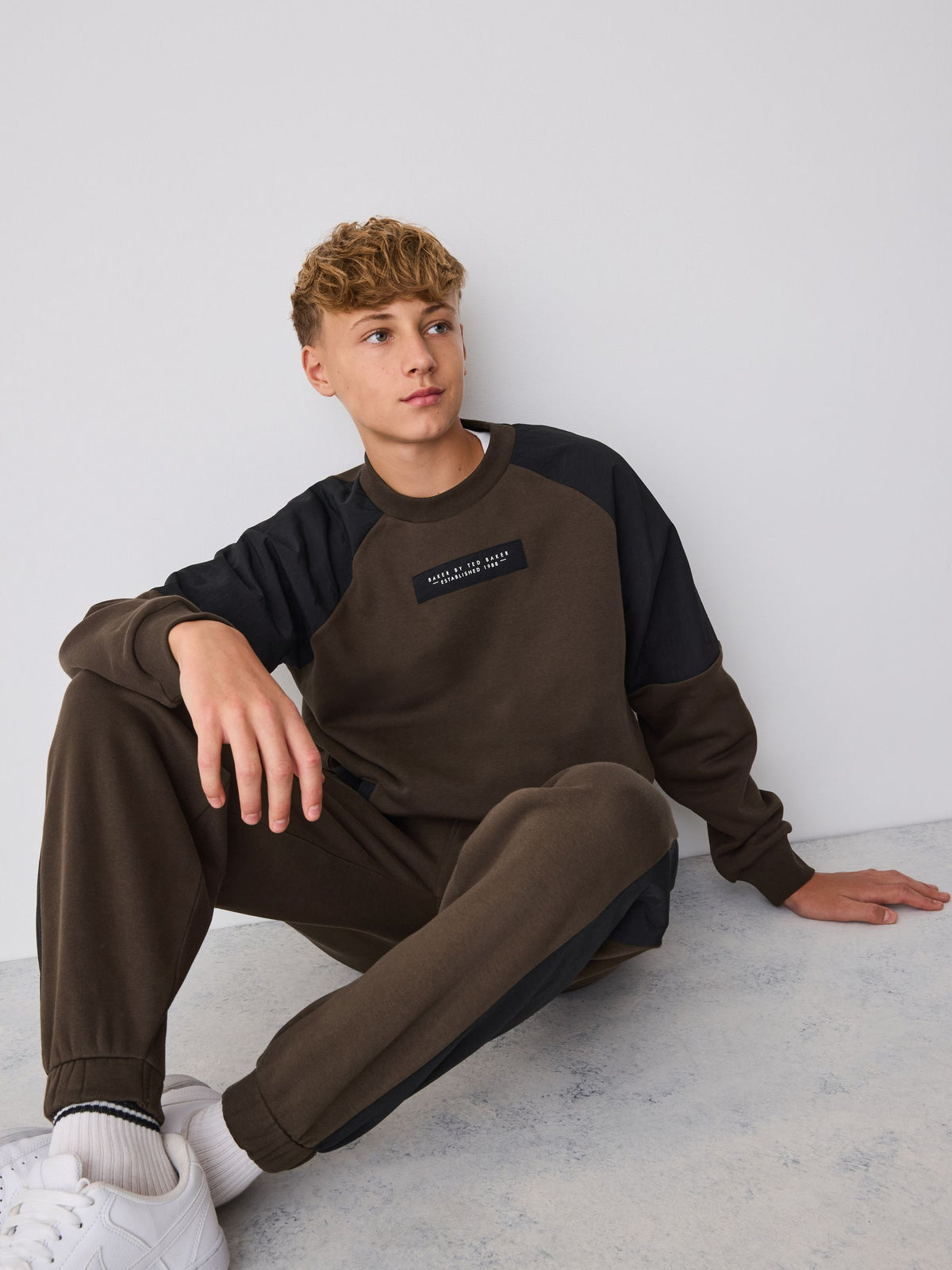 Baker by Ted Baker Oversized Brown/Black Nylon Sweatshirt and Joggers Set - image 3