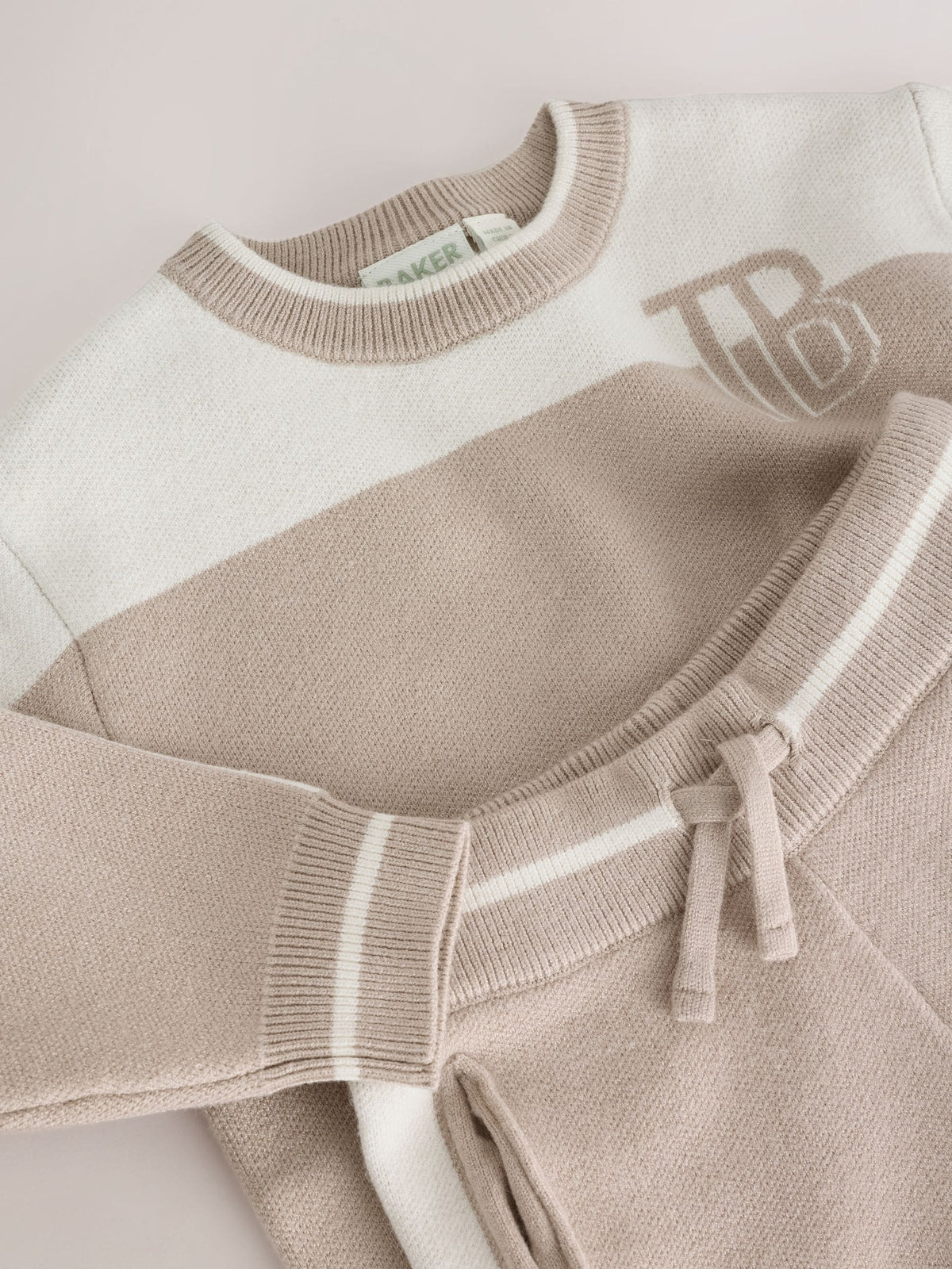 Baker by Ted Baker Neutral Stone Colourblock Knitted Sweat Top & Jogger Set - image 10