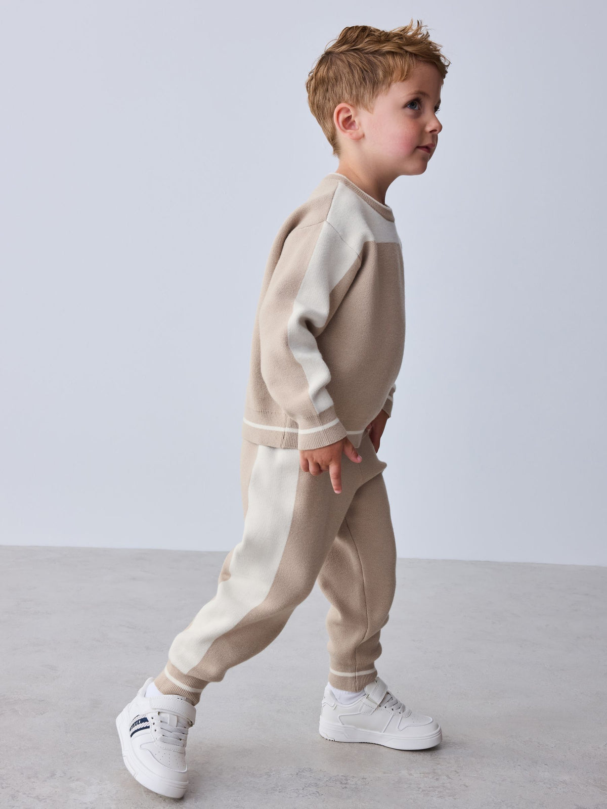 Baker by Ted Baker Neutral Stone Colourblock Knitted Sweat Top & Jogger Set - image 2
