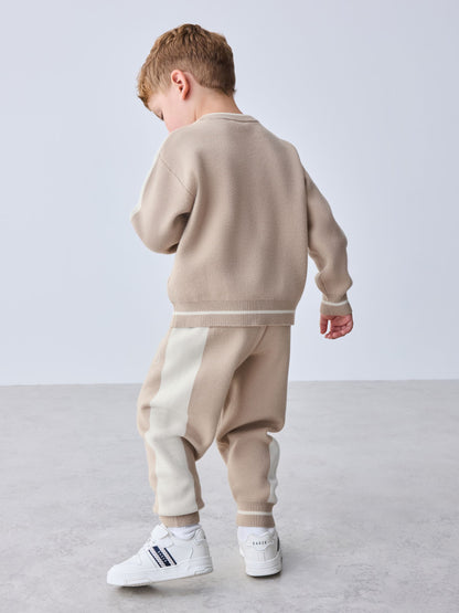 Baker by Ted Baker Neutral Stone Colourblock Knitted Sweat Top & Jogger Set - image 3