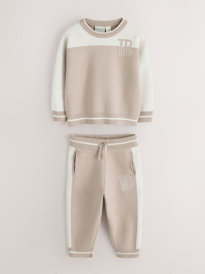 Baker by Ted Baker Neutral Stone Colourblock Knitted Sweat Top & Jogger Set - image 8