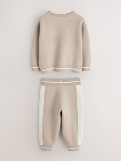 Baker by Ted Baker Neutral Stone Colourblock Knitted Sweat Top & Jogger Set - image 9