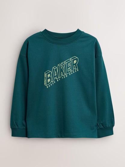 Dsiney Kidz - Baker by Ted Baker Green/Grey 3 Pack Long Sleeve Graphic T-Shirts image 2