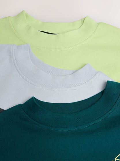 Dsiney Kidz - Baker by Ted Baker Green/Grey 3 Pack Long Sleeve Graphic T-Shirts image 6