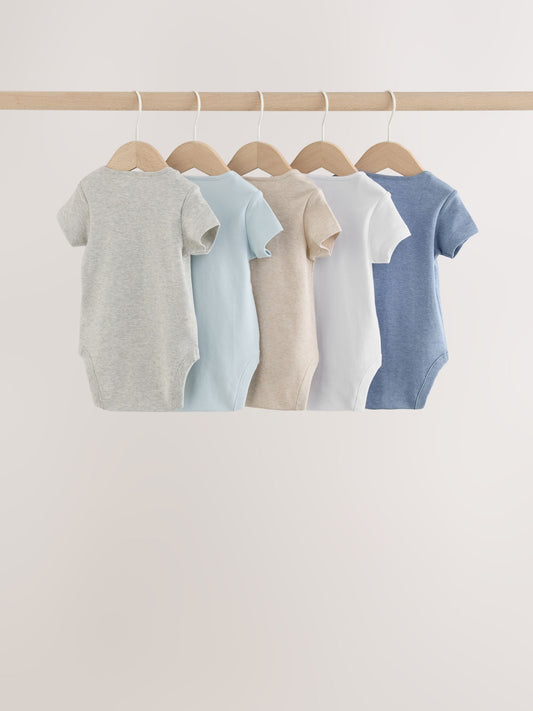 Dsiney Kidz - Grey/Blue/Neutral Short Sleeve Baby Bodysuits 5 Pack image 2