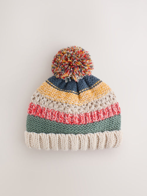 Dsiney Kidz - Bright Stripe Knitted Baby Hat With Pom image 1