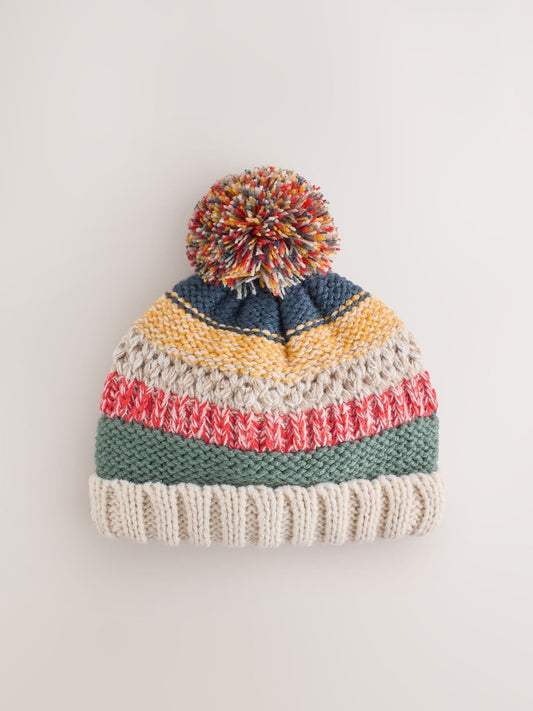 Dsiney Kidz - Bright Stripe Knitted Baby Hat With Pom image 1