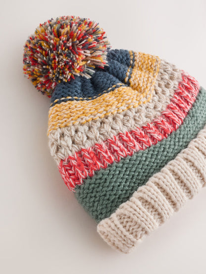 Dsiney Kidz - Bright Stripe Knitted Baby Hat With Pom image 2