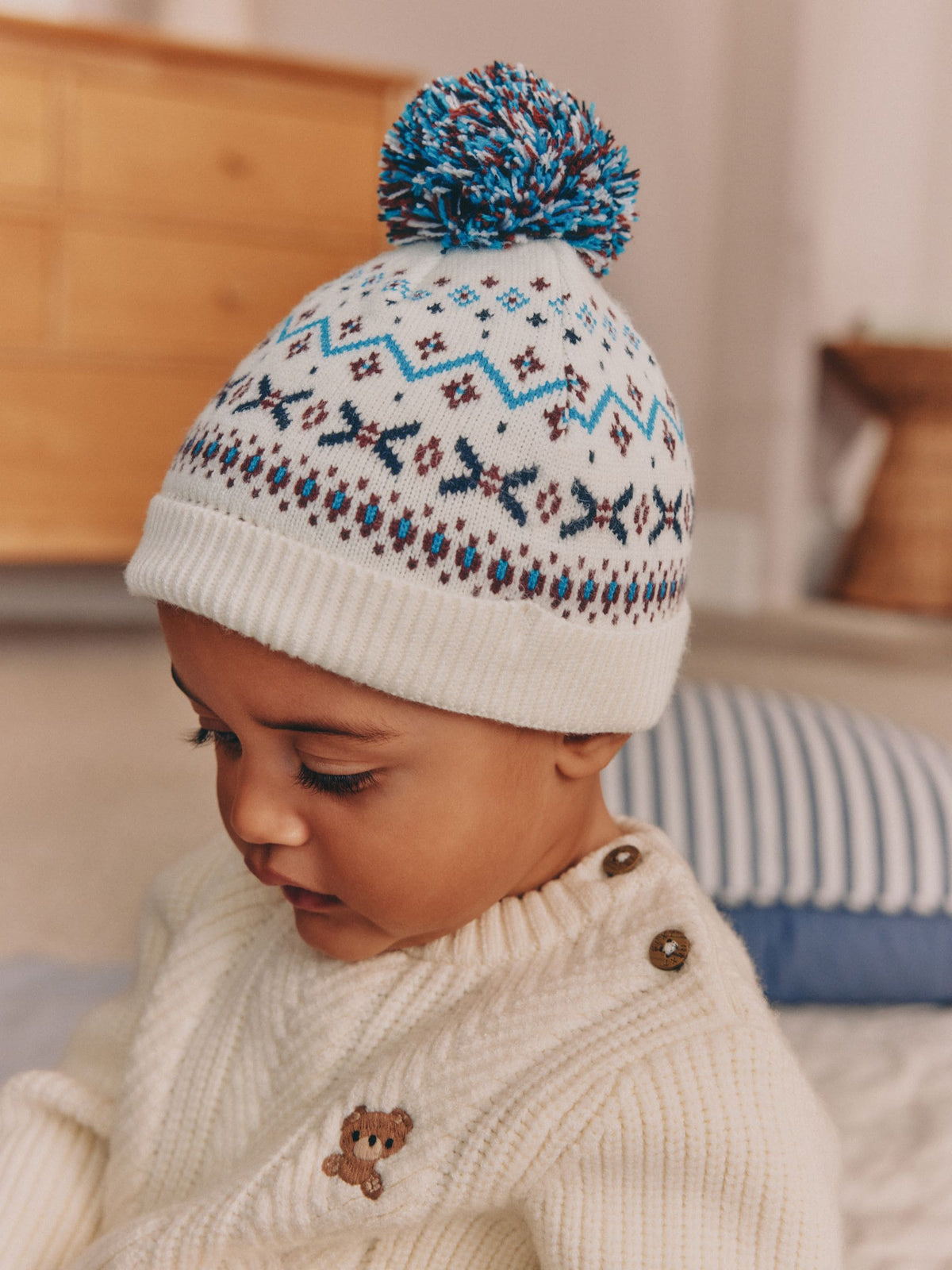 Dsiney Kidz - Fairisle Knitted Baby Hat With Pom image 2