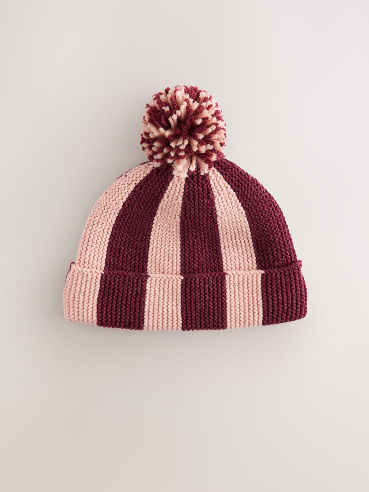 Red Stripe Knitted Baby Hat With Pom - image 1