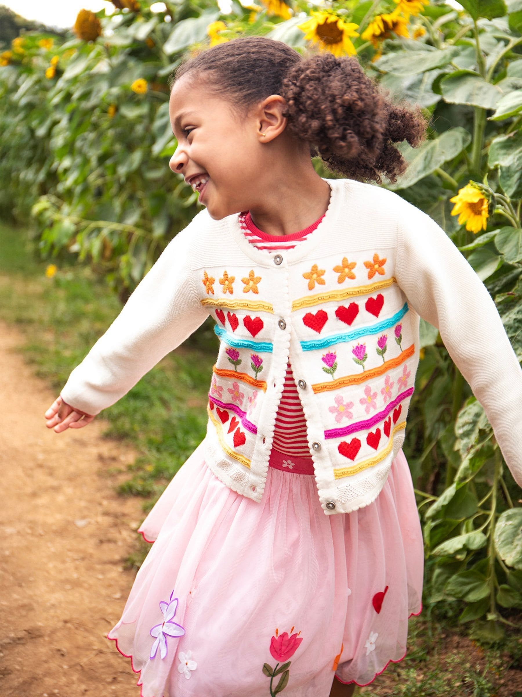 Dsiney Kidz - Frugi Cream Frugi Pink Calla Cardigan image 1