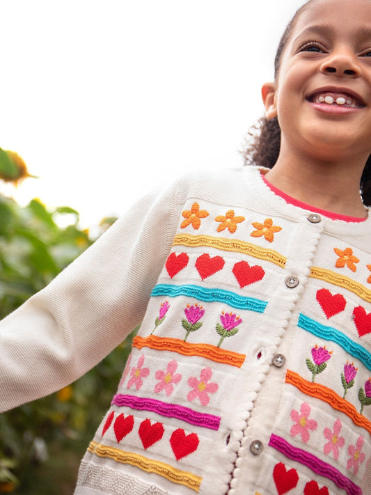 Dsiney Kidz - Frugi Cream Frugi Pink Calla Cardigan image 2
