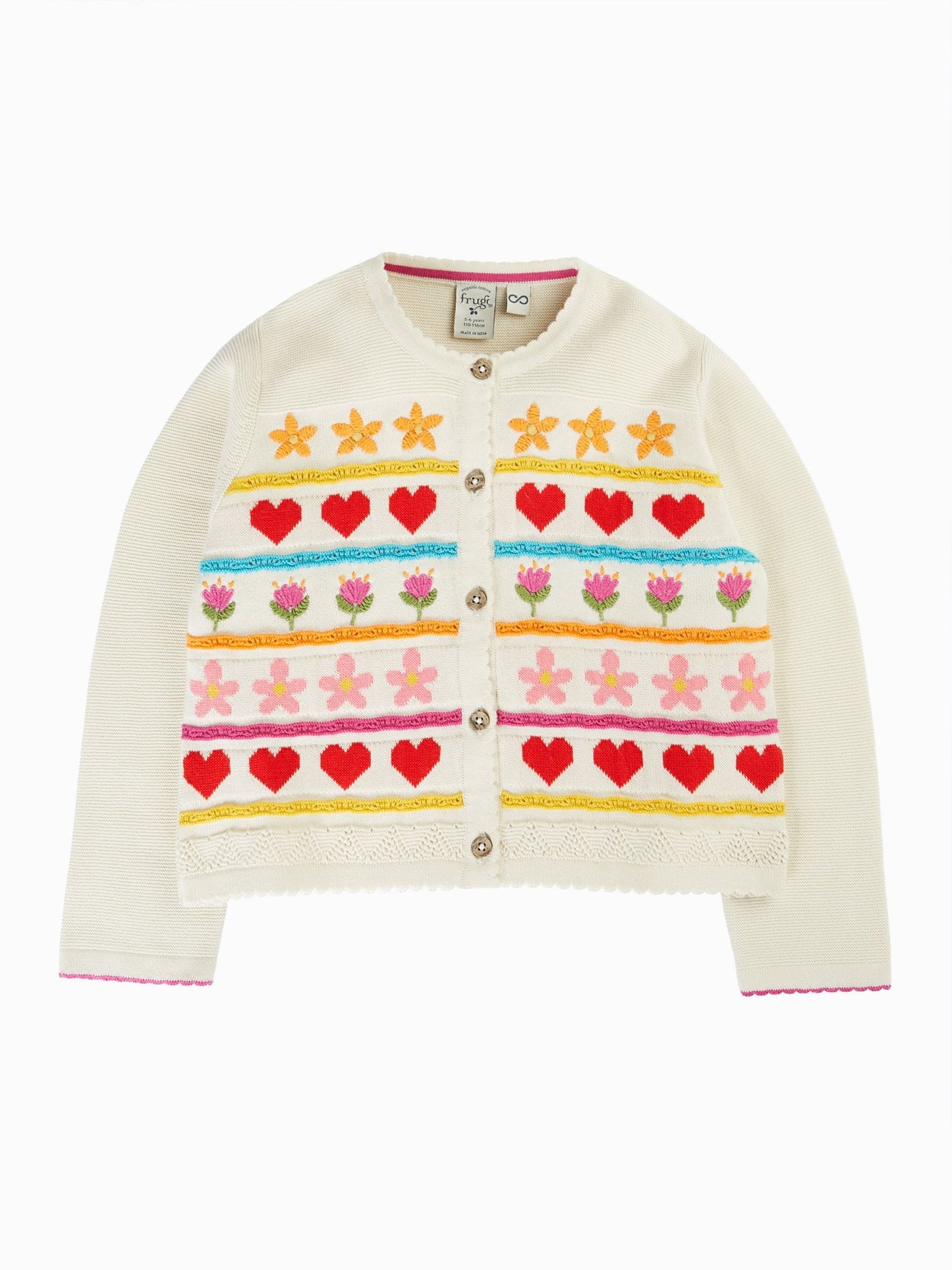 Dsiney Kidz - Frugi Cream Frugi Pink Calla Cardigan image 3