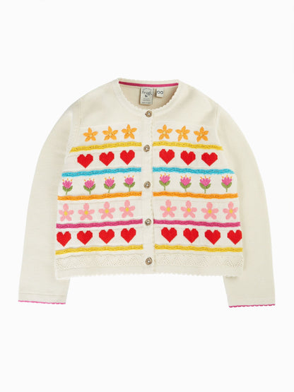 Dsiney Kidz - Frugi Cream Frugi Pink Calla Cardigan image 3