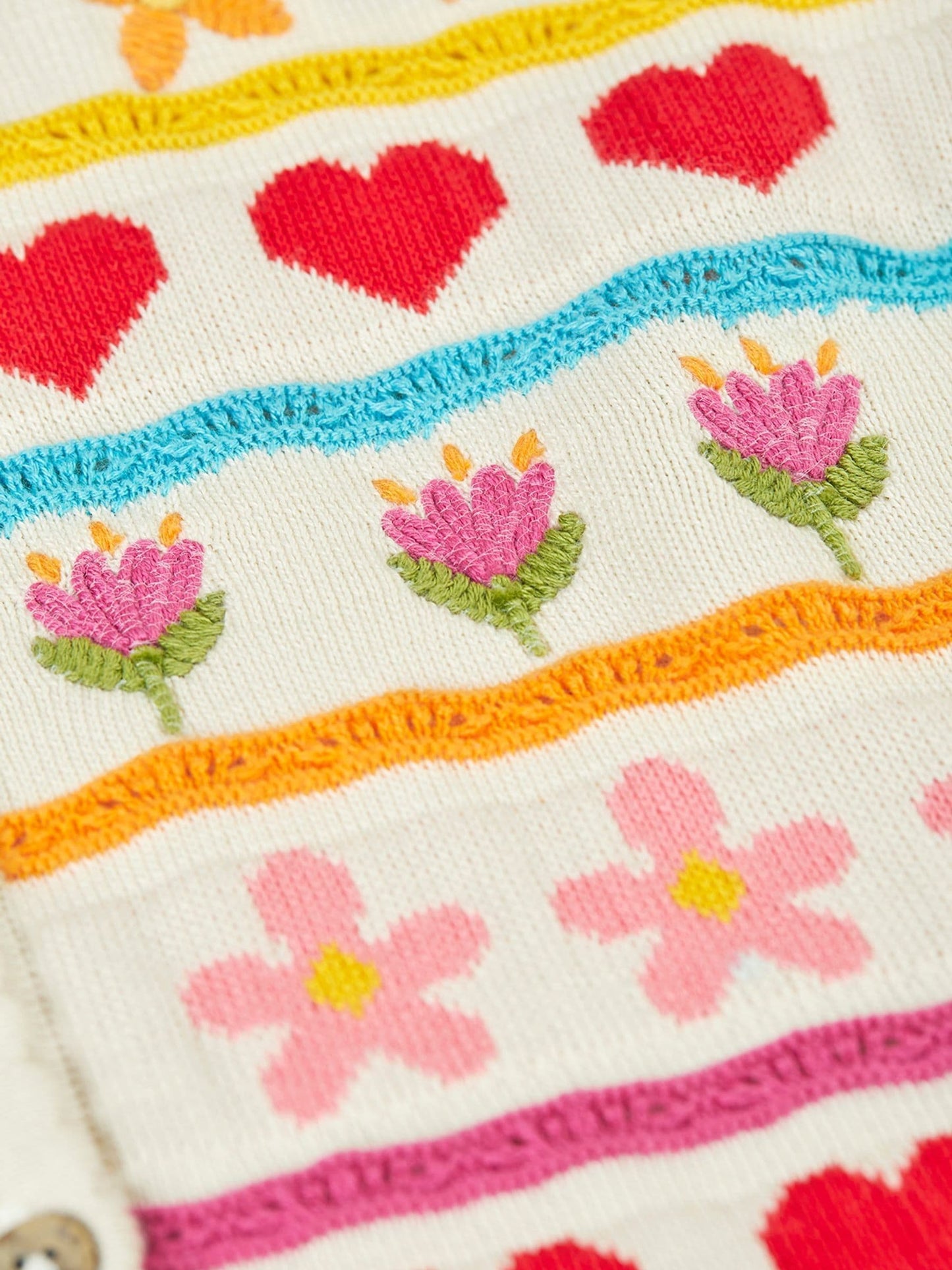 Dsiney Kidz - Frugi Cream Frugi Pink Calla Cardigan image 5
