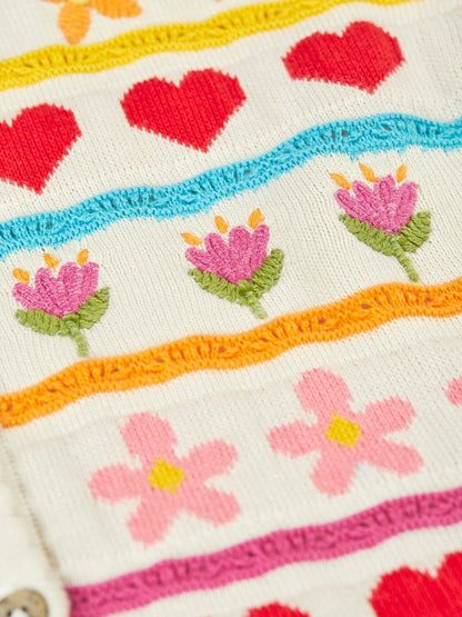 Dsiney Kidz - Frugi Cream Frugi Pink Calla Cardigan image 5
