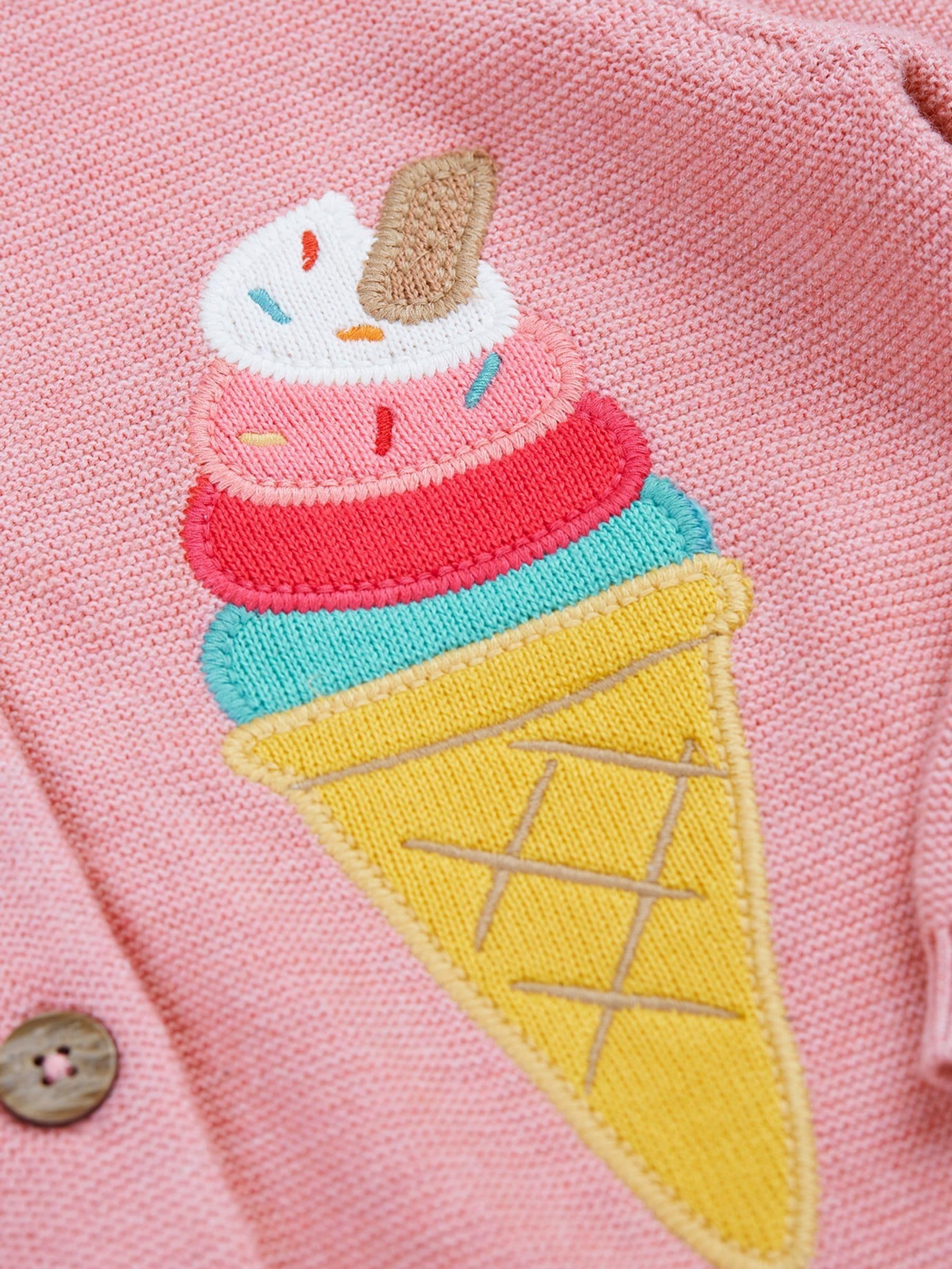Dsiney Kidz - Frugi Pink Rosa Applique Cardigan image 2