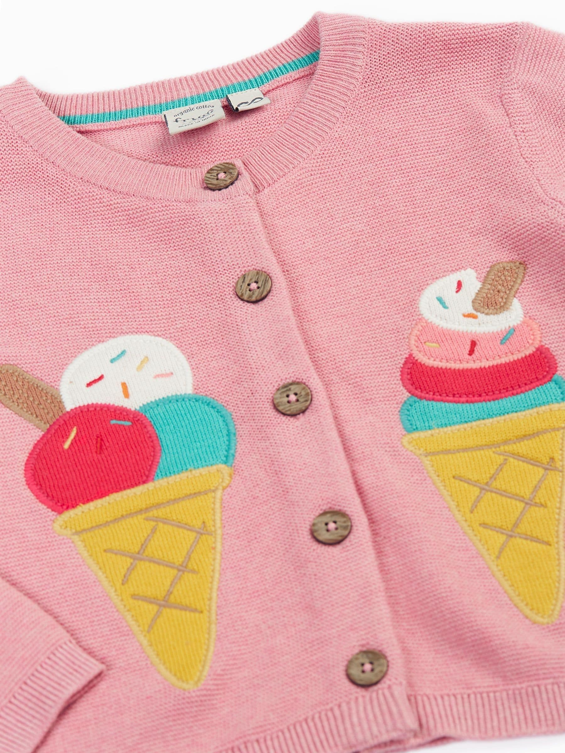 Dsiney Kidz - Frugi Pink Rosa Applique Cardigan image 3