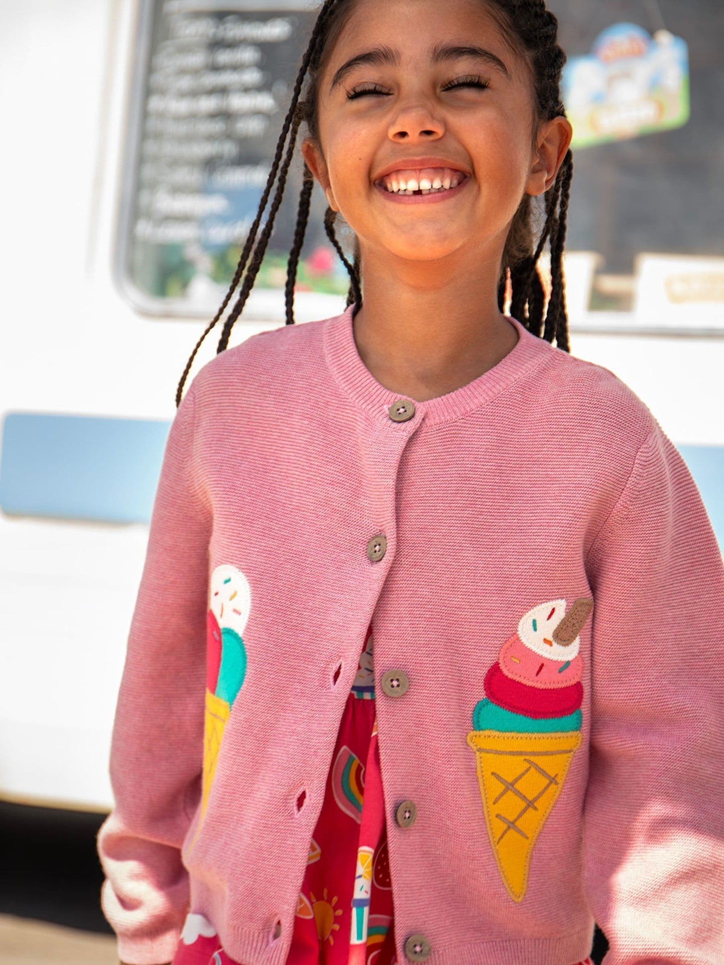 Dsiney Kidz - Frugi Pink Rosa Applique Cardigan image 4