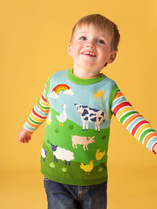 Frugi Blue Rainbow Rib Top image 1